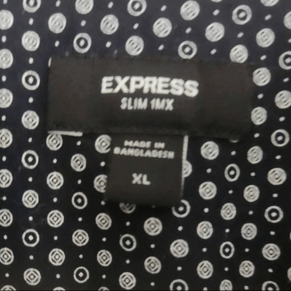 M13 Express Men's Black Button-Down W White Microdots Dress Shirt Long Sleeves - Picture 3 of 9